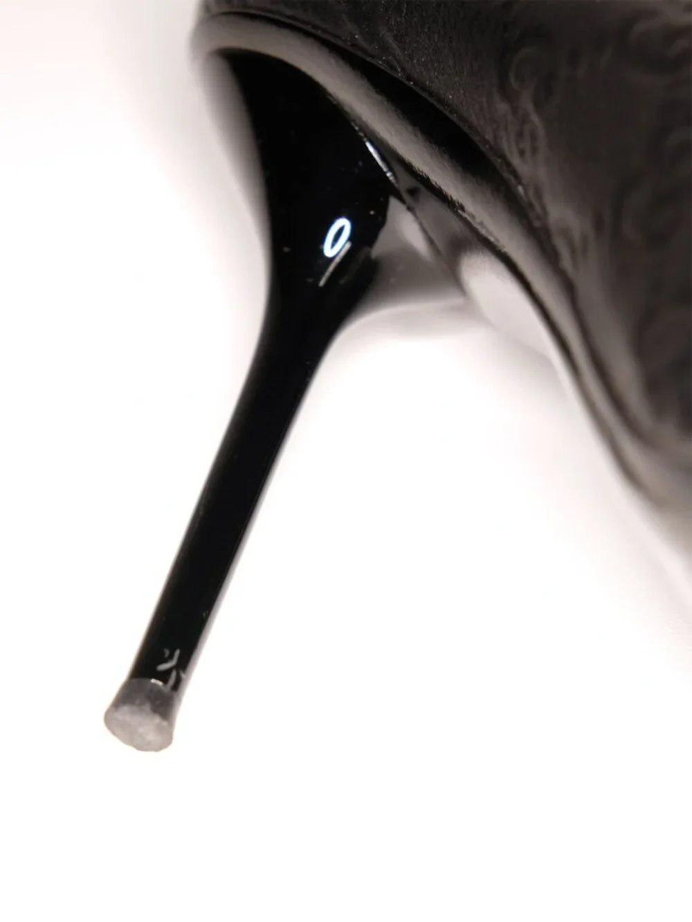 Gucci Guccissima Peep Toe Stilettos, Matte Black